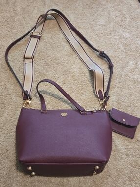 Anne Klein Women's Deep Burgandy Crossbody Bag with 2 Removable Straps